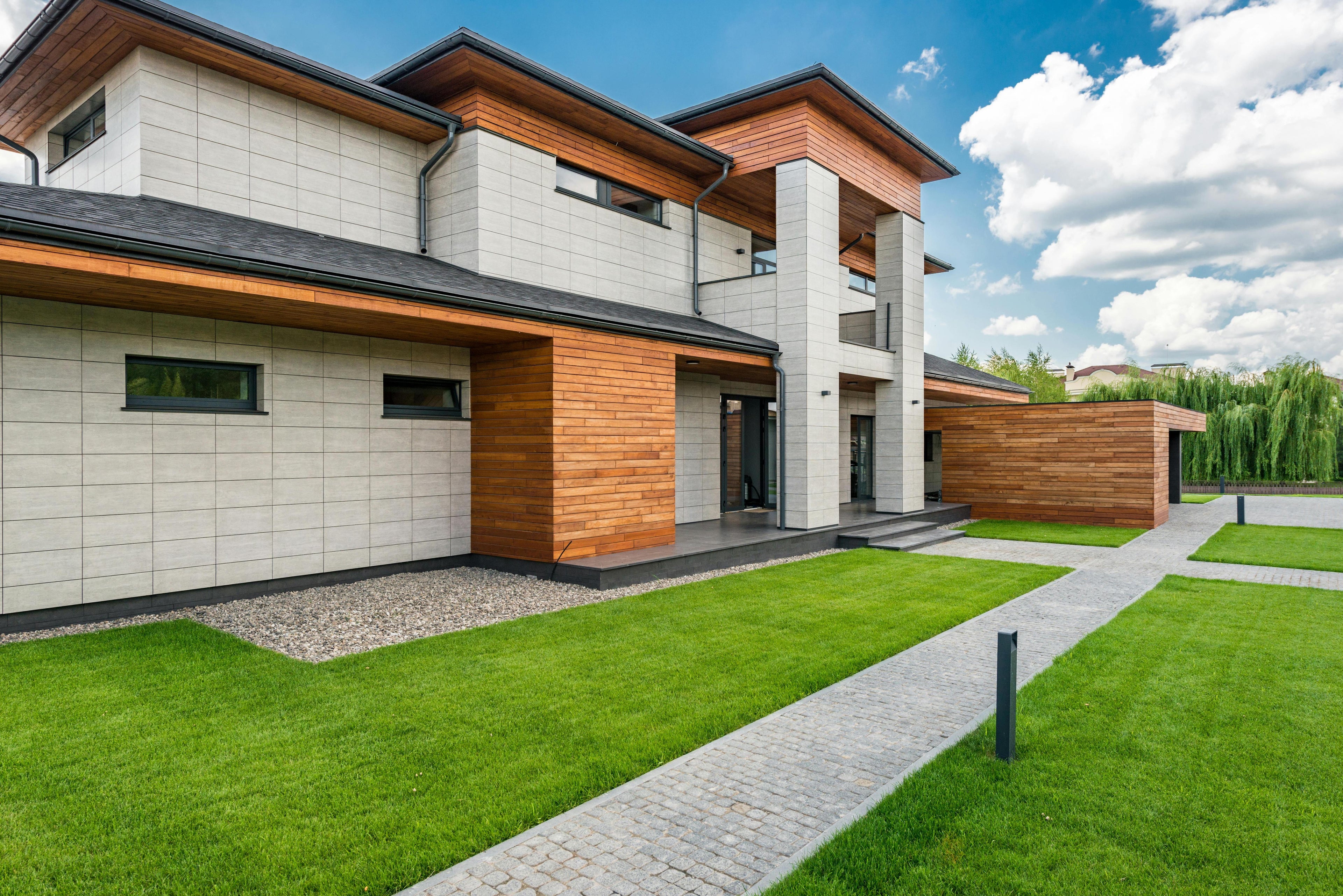 house with artificial turf grass